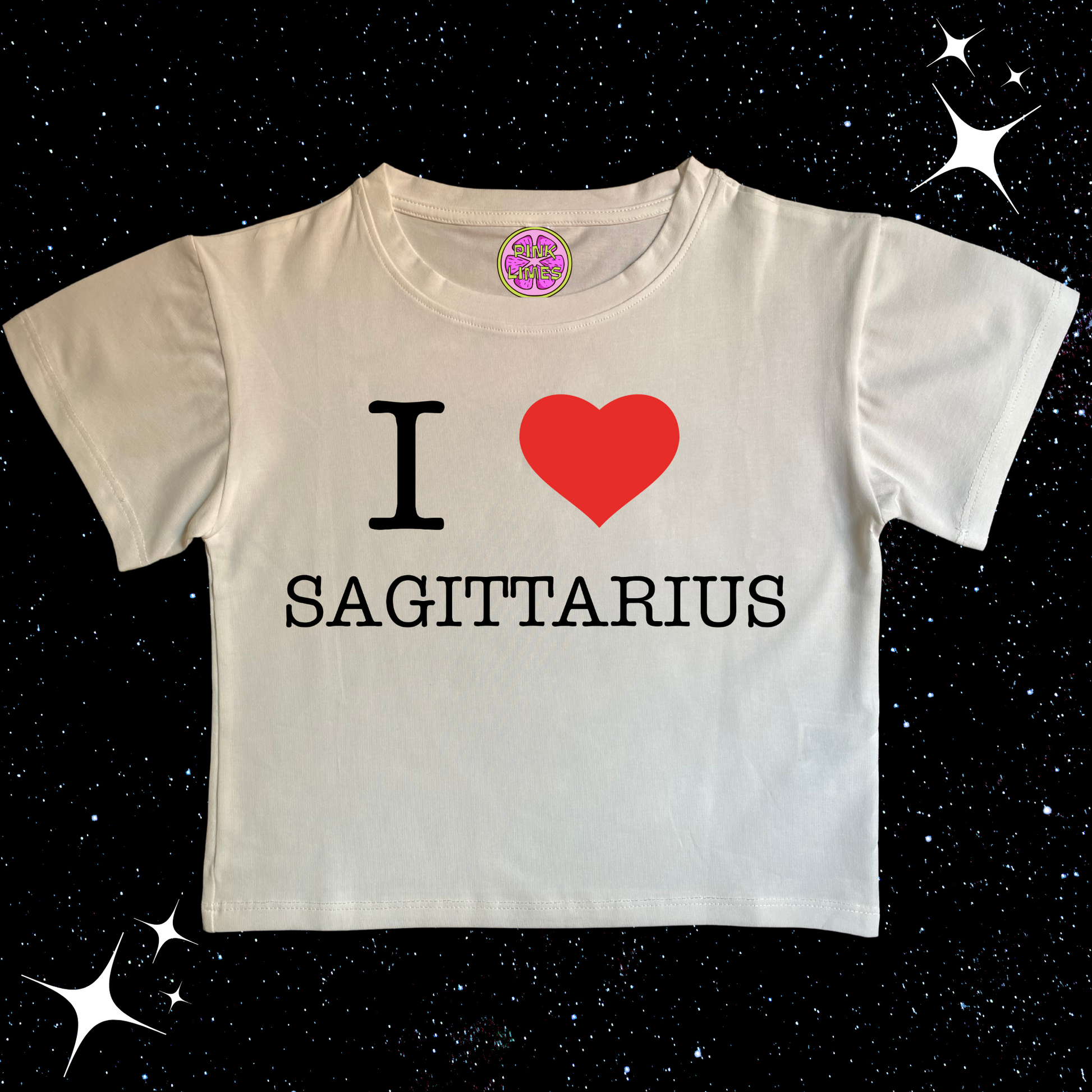 I Love Sagittarius Slogan White Crop Tee