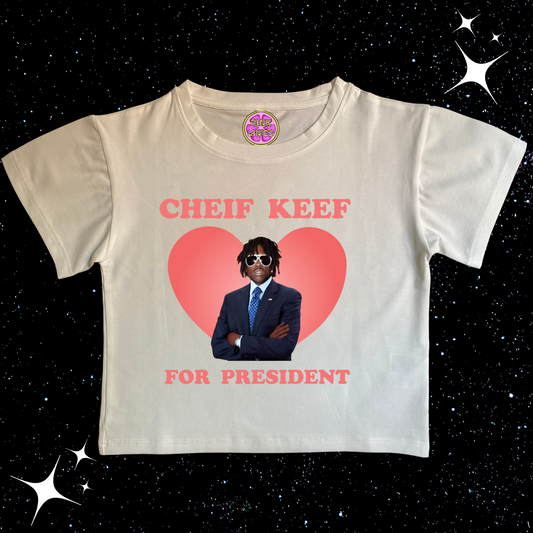 Chief Keef For President Crop Tee White