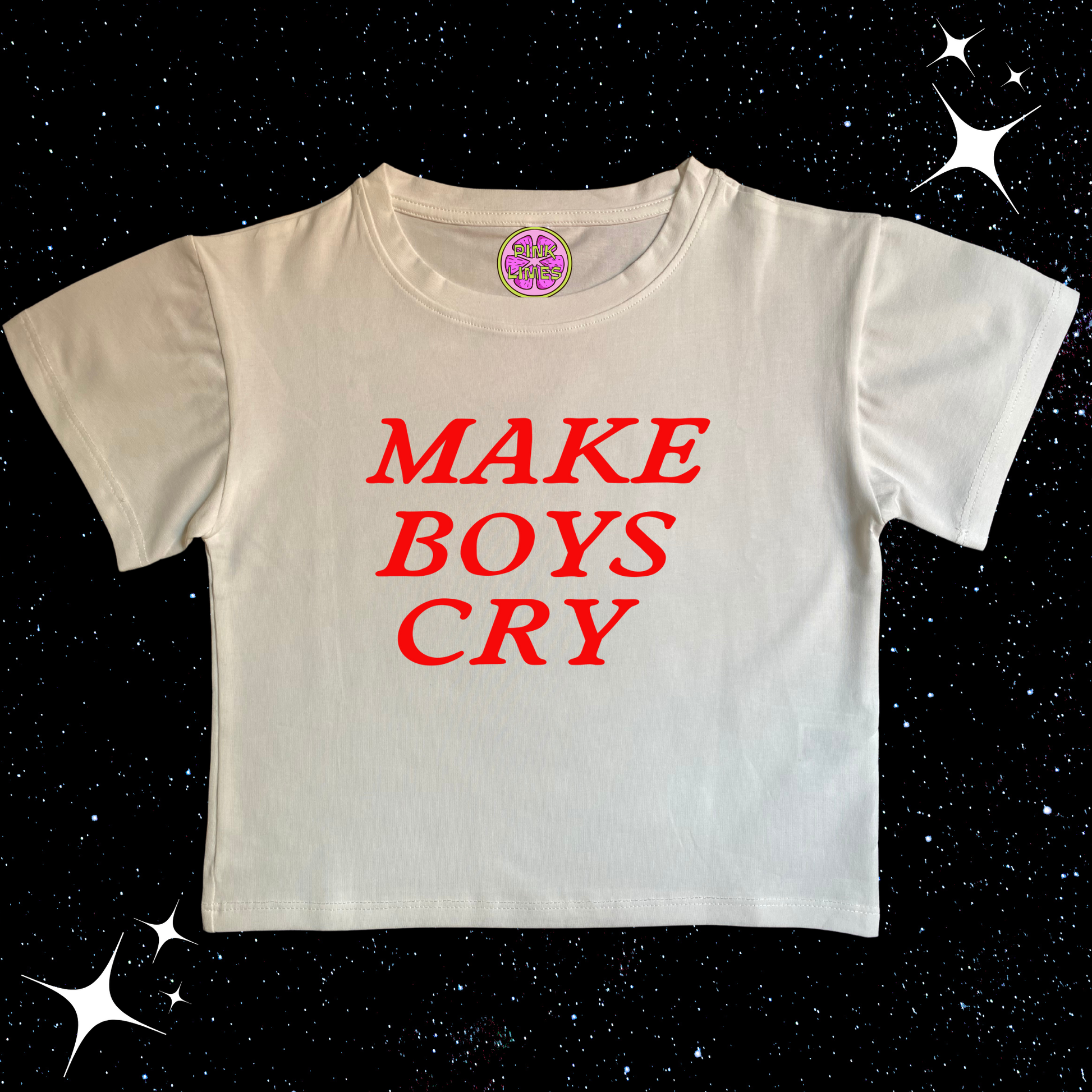 Make Boys Cry Crop Tee White