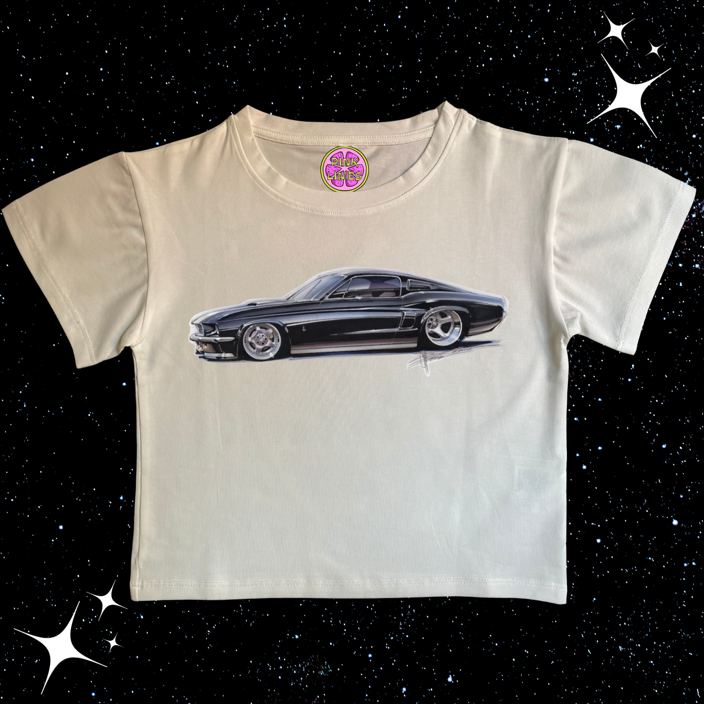 Vintage Car White Crop Tee