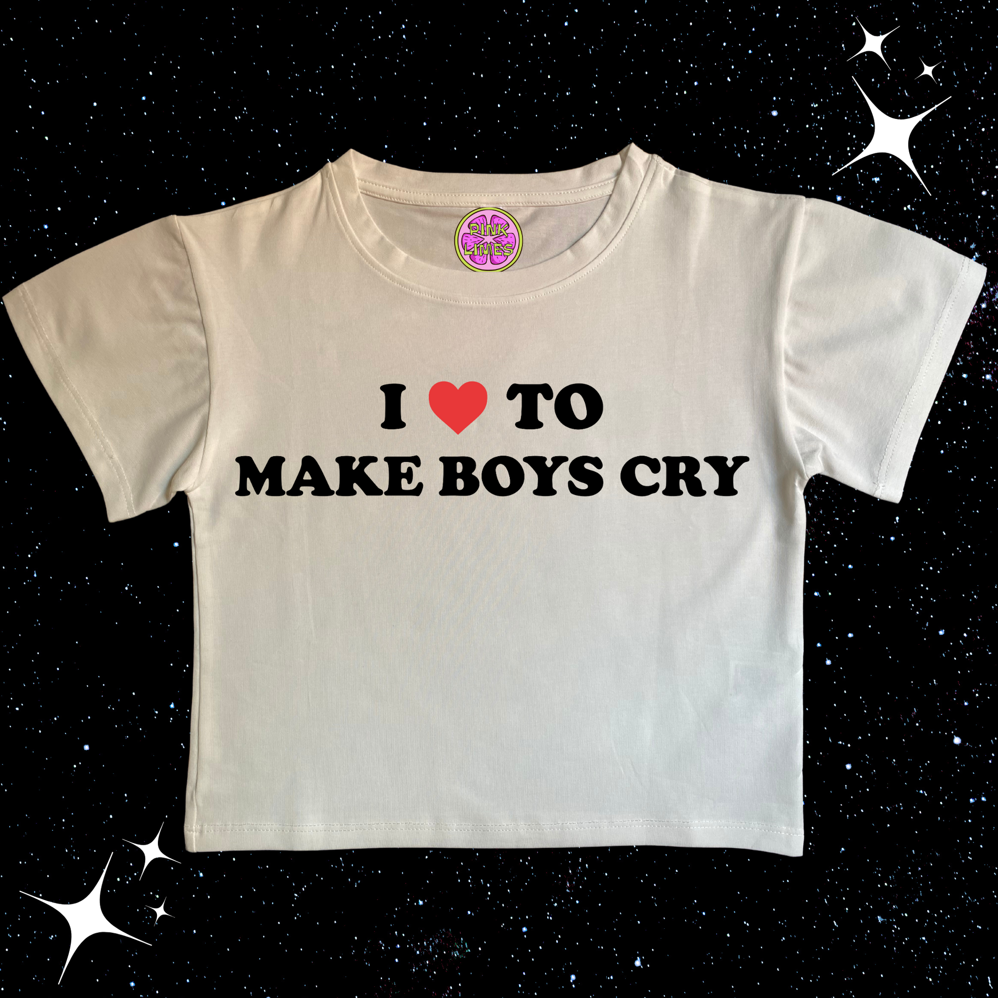 I Love To Make Boys Cry Crop Tee White