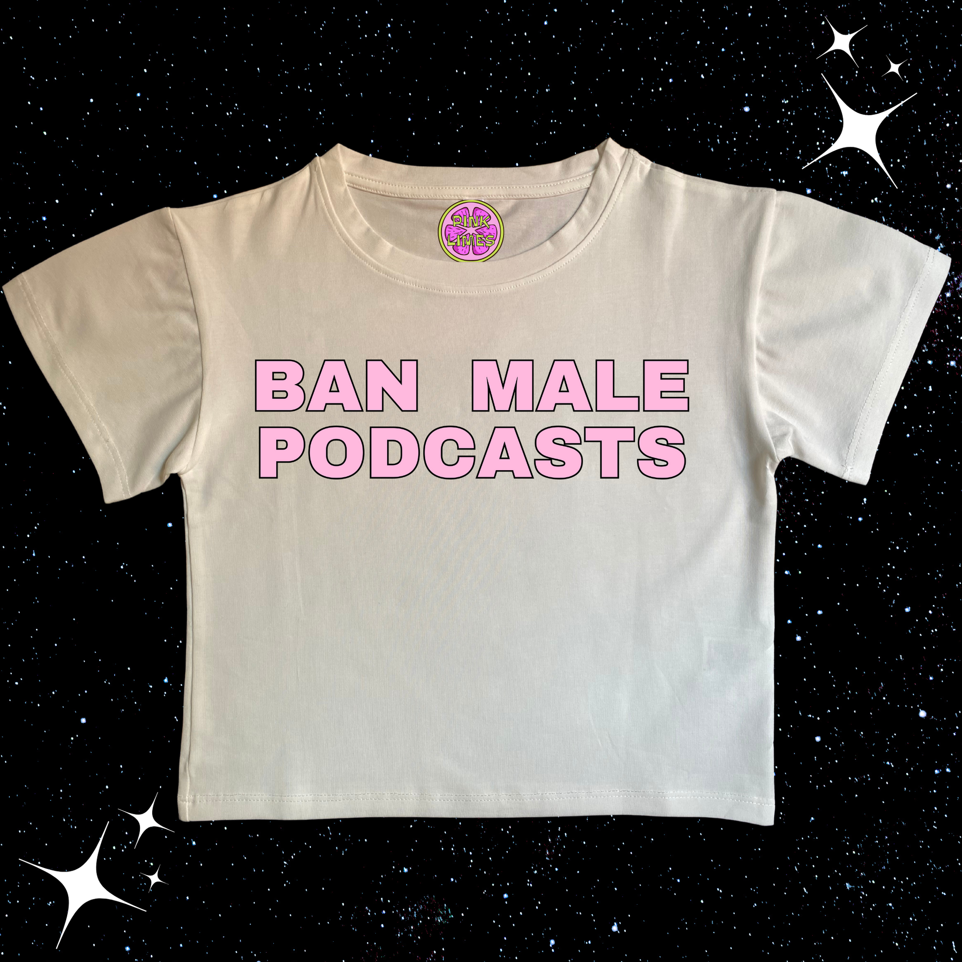 Ban Male Podcasts Crop Tee White