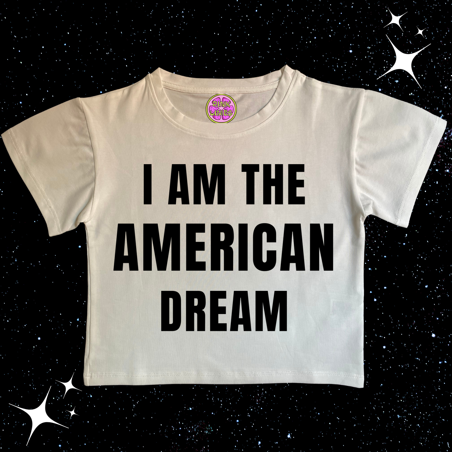 I Am The American Dream Crop Tee White