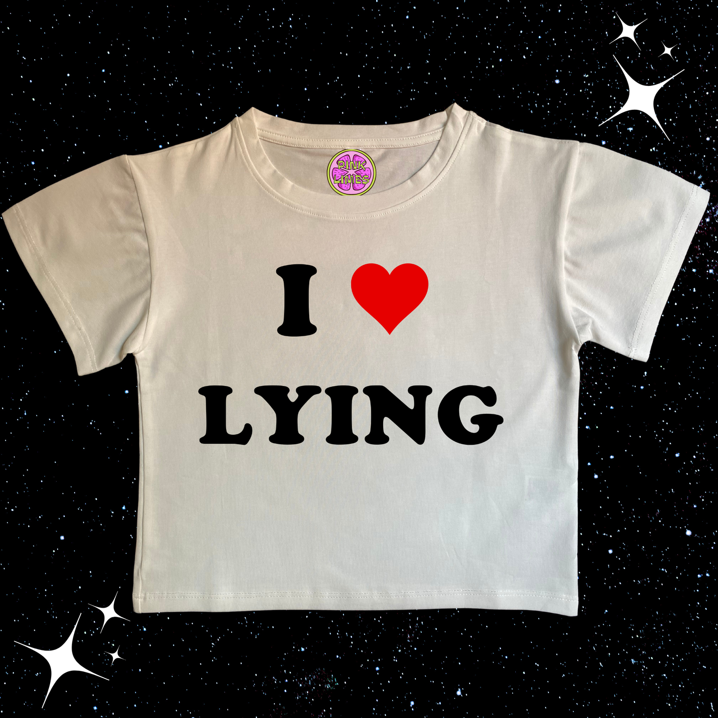 I Love Lying Crop Tee White