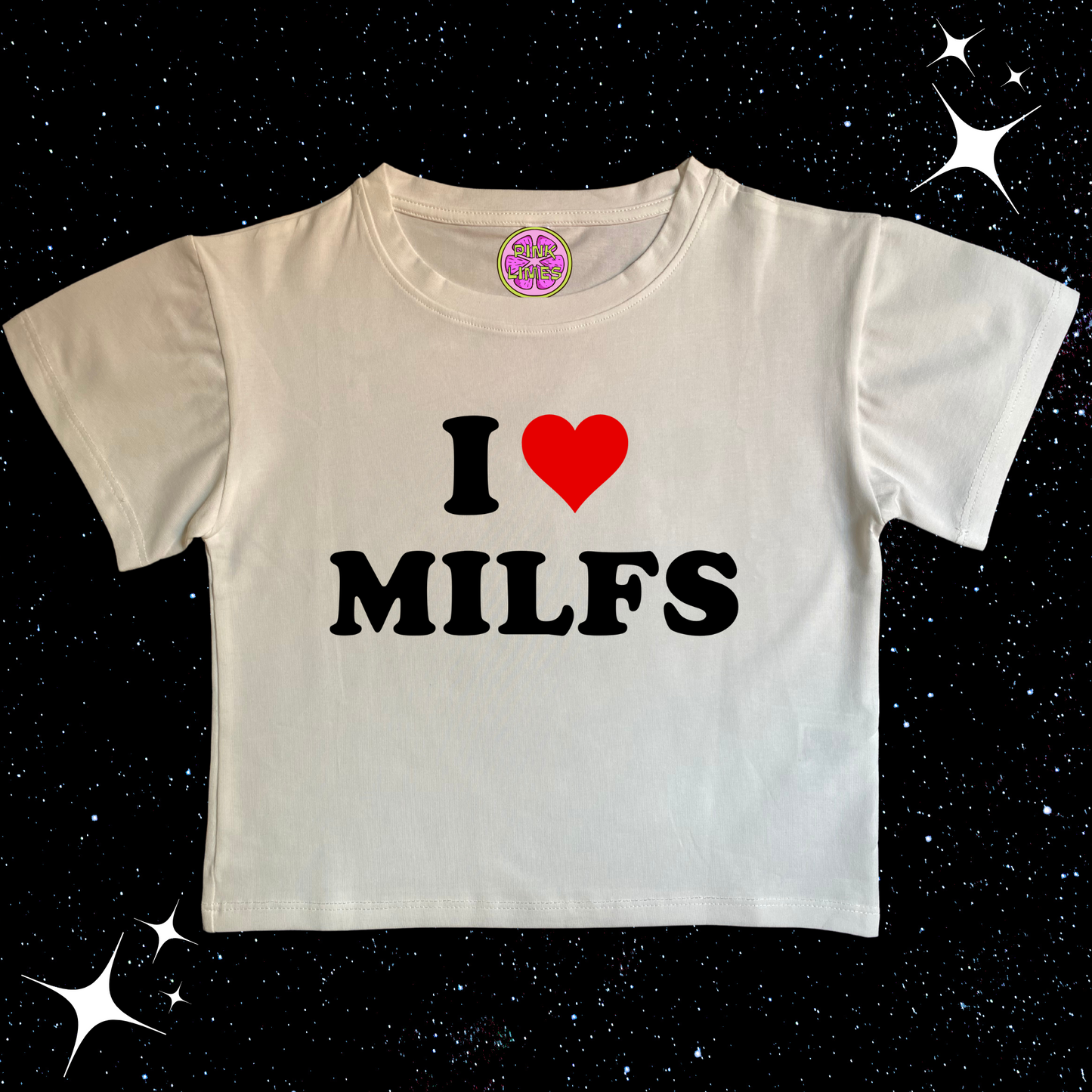 I Love MILFS Crop Tee White