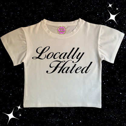 Locally Hated Crop Tee White