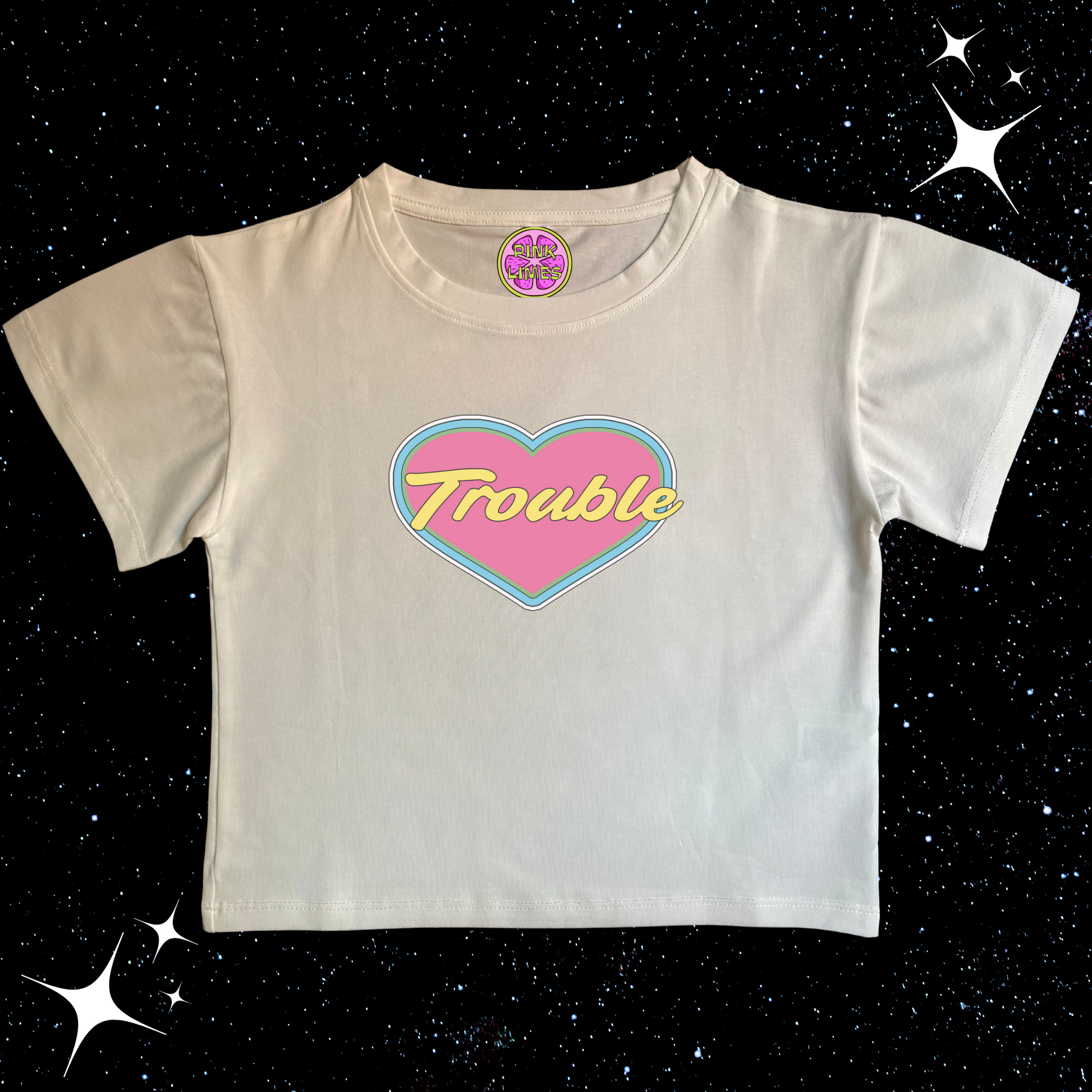 Trouble Crop Tee White