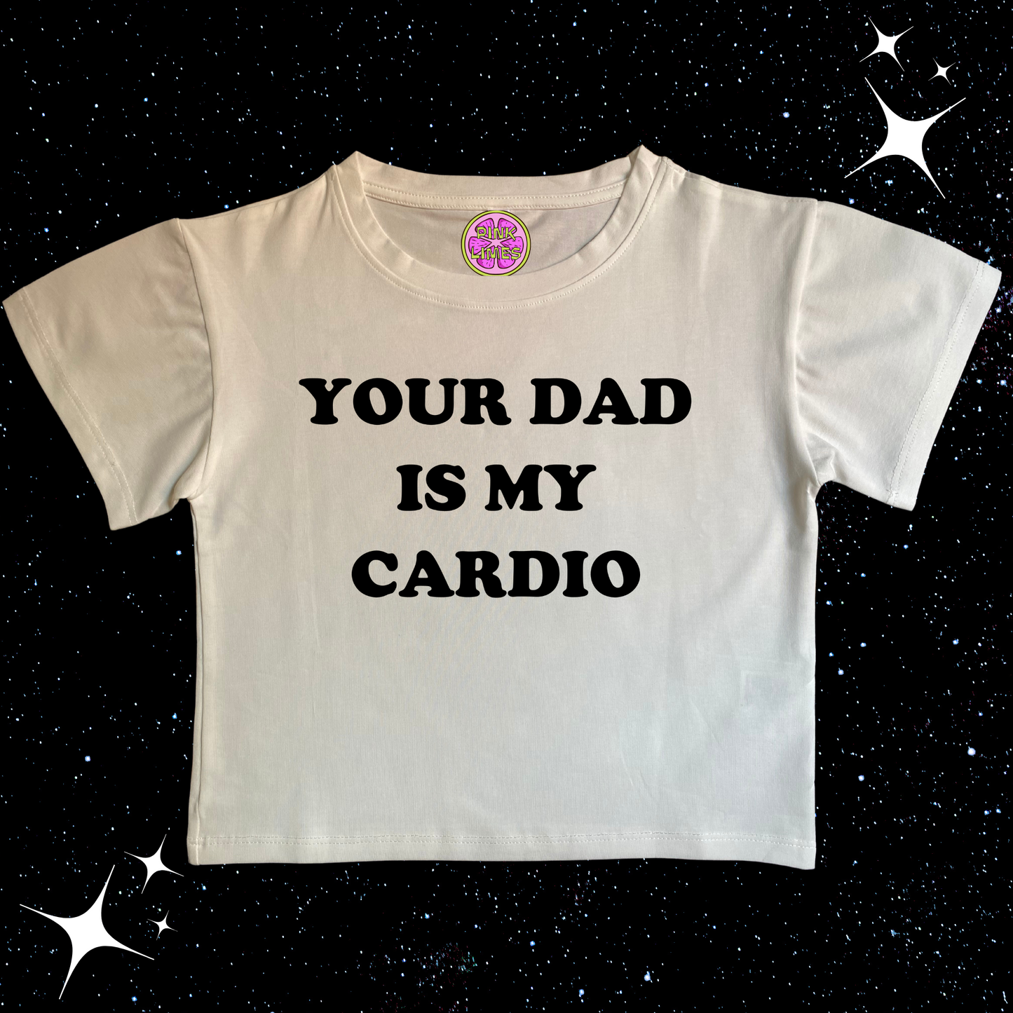 Your Dad Is My Cardio Crop Tee White