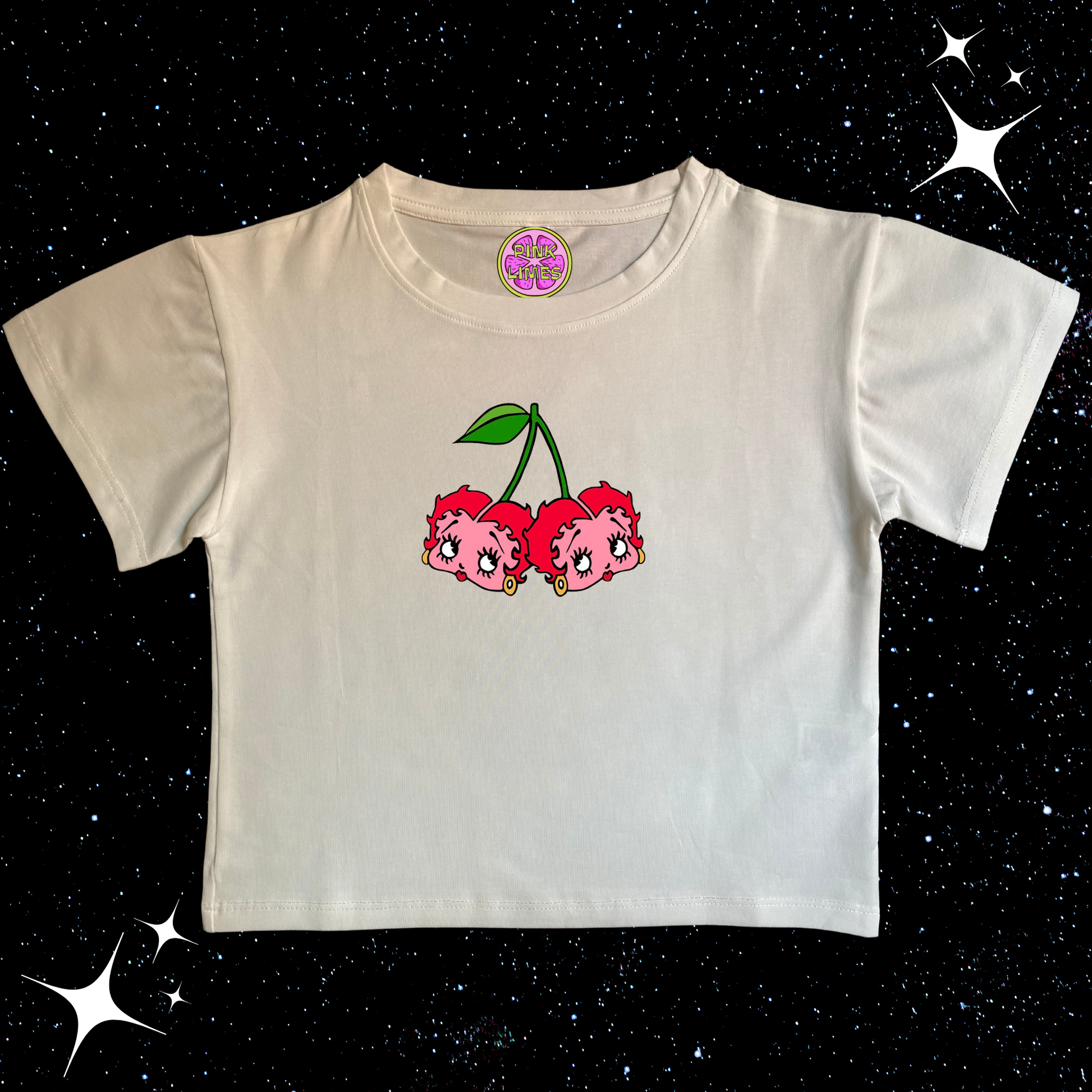 Cherry Dice Crop Tee White