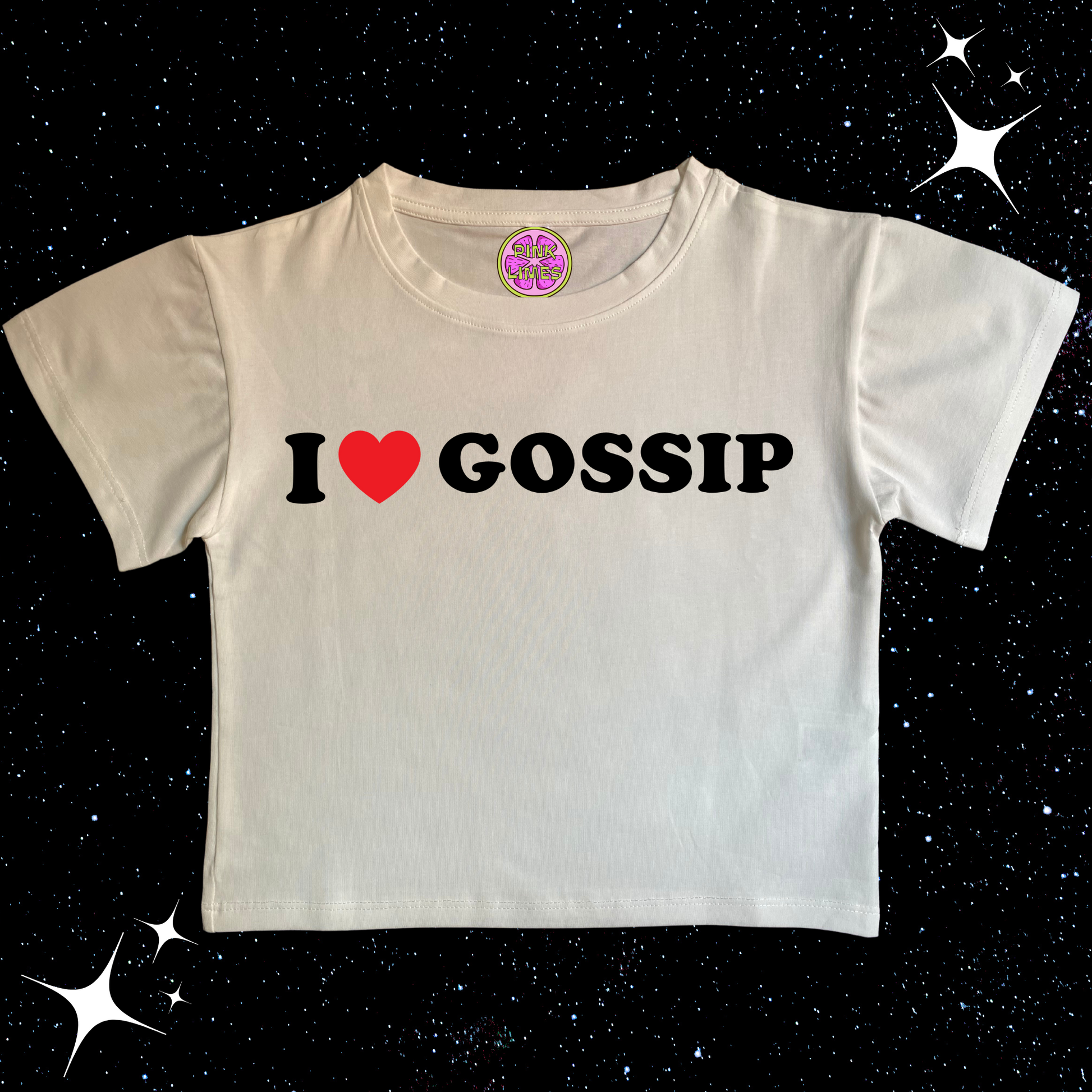 I Love Gossip Crop Tee White