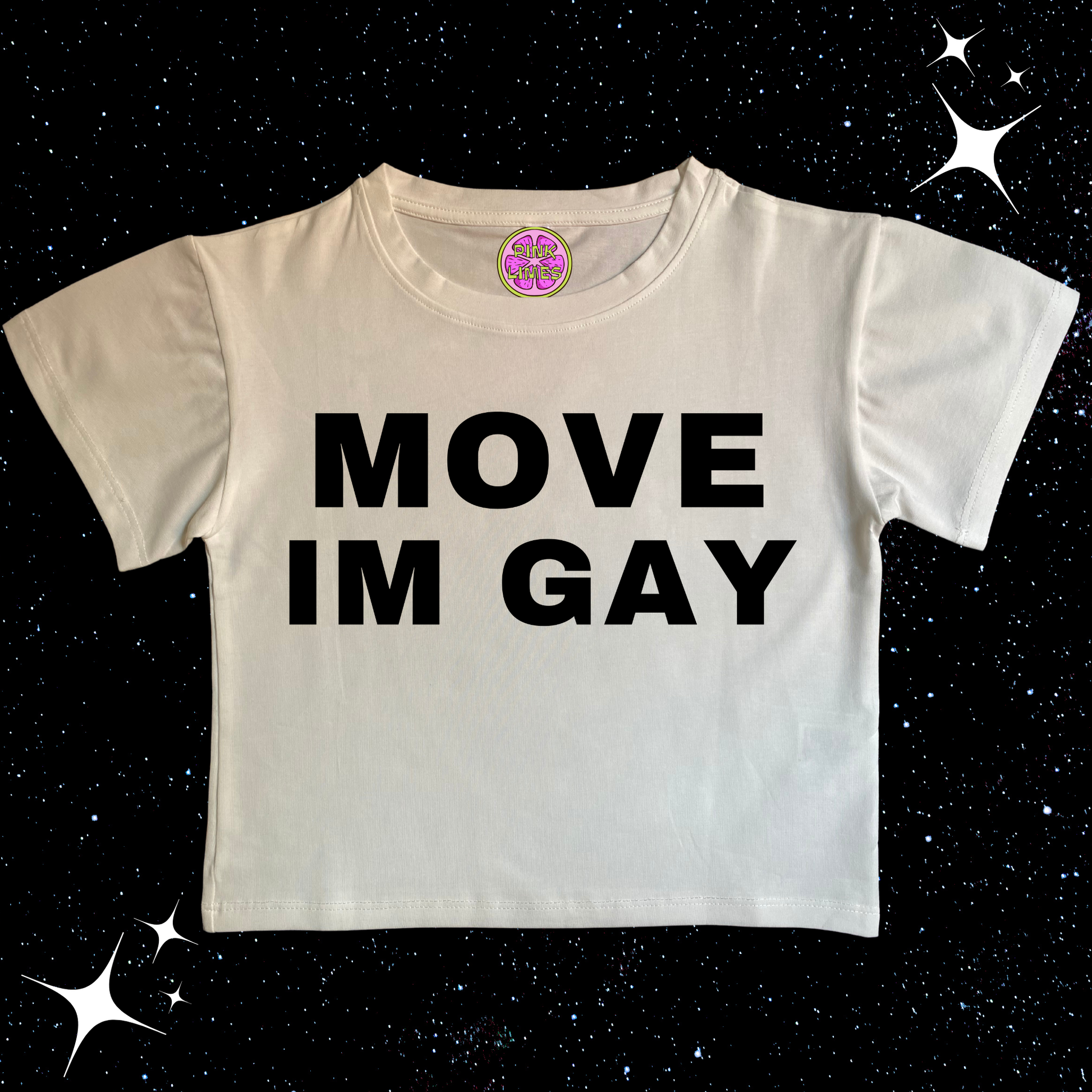 MOVE IM GAY Crop Tee White