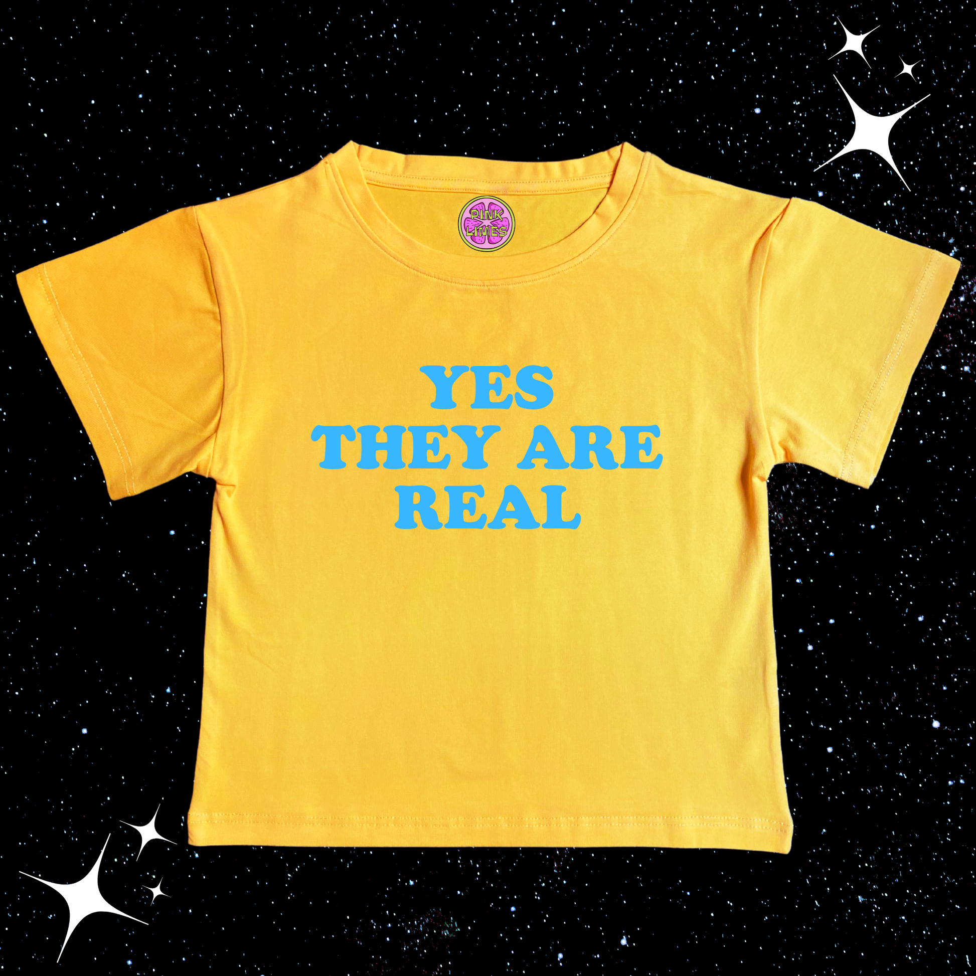 Yes They Are Real Crop Tee Yellow