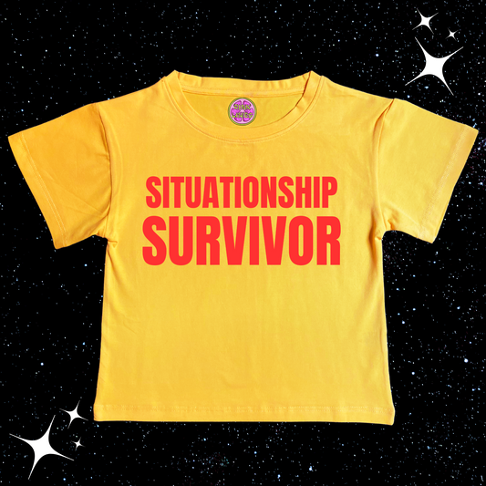 Situationship Survivor Crop Tee Yellow