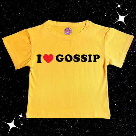 I Love Gossip Crop Tee Yellow