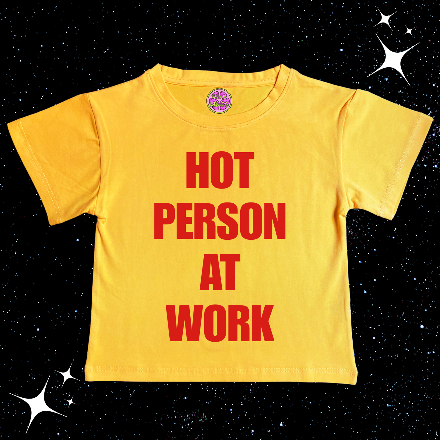 Hot Person At Work Yellow Crop Tee