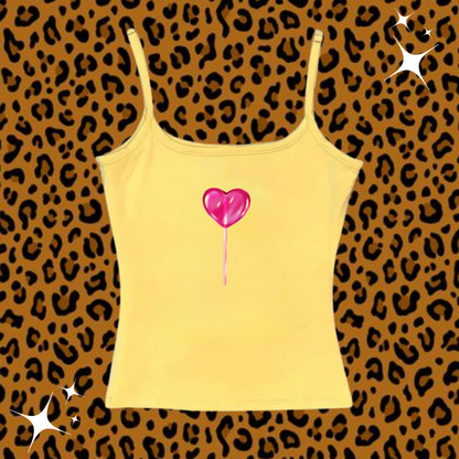 Heart Lollipop Camisole Top Yellow