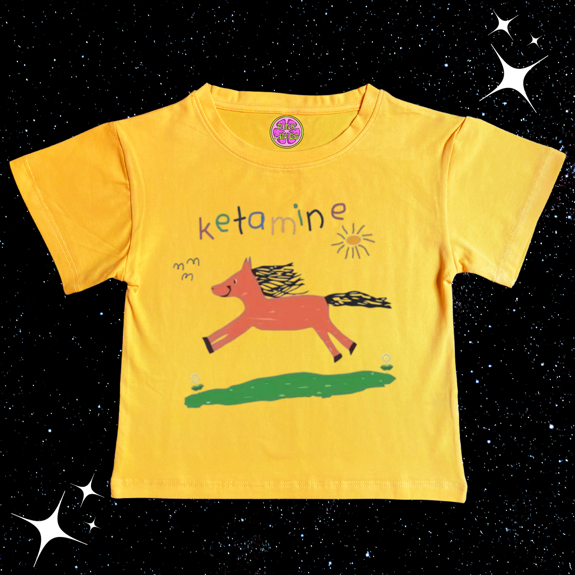 K*tamine Kids Drawing Crop Tee Yellow