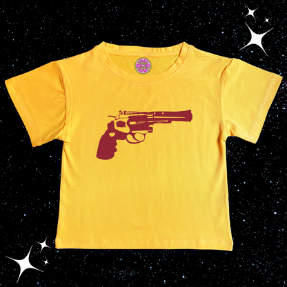 Red Pistol Crop Tee Yellow