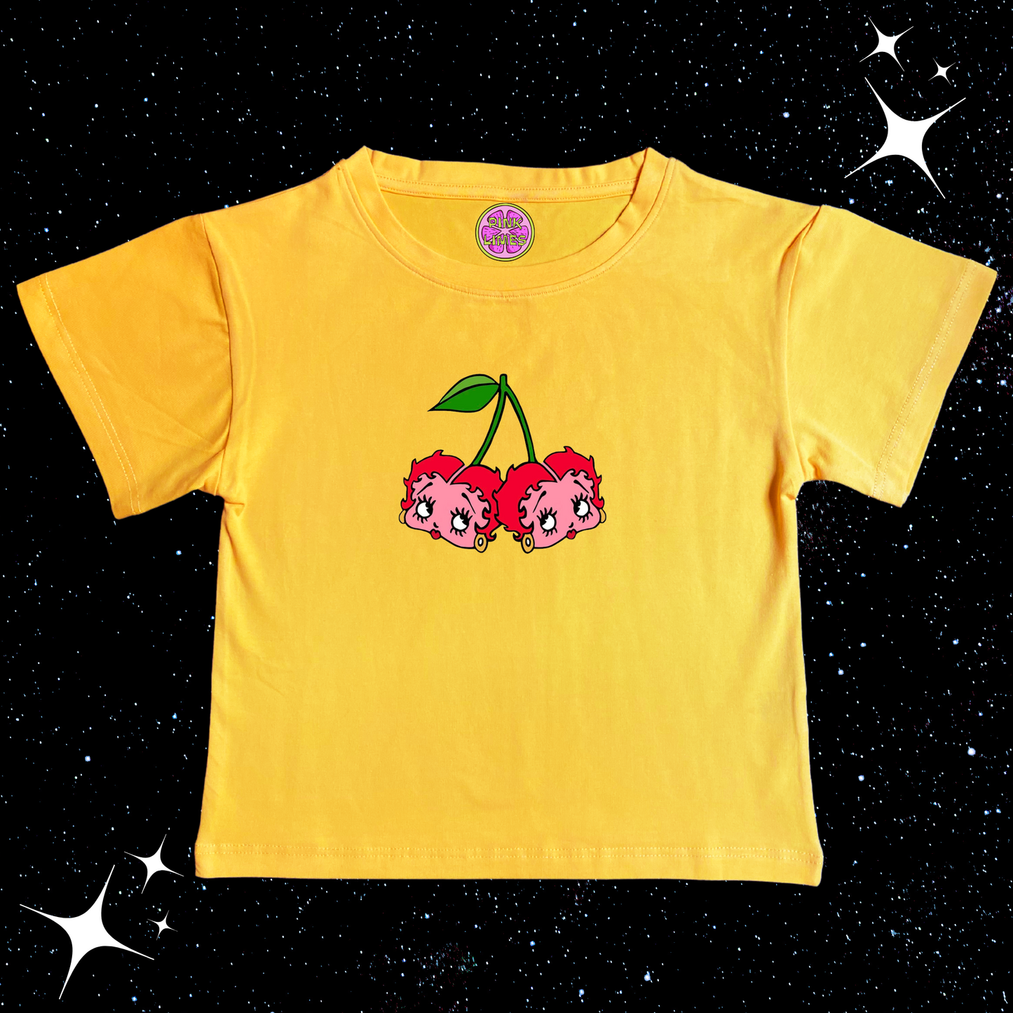 Cherry Dice Crop Tee Yellow