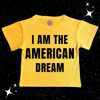 I Am The American Dream Crop Tee Yellow