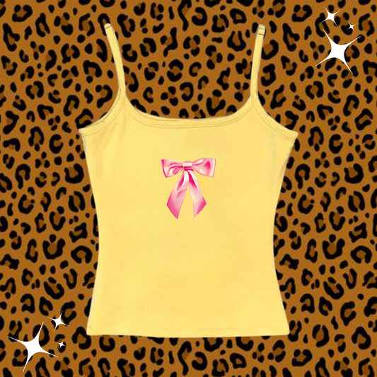 Pink Bow Camisole Top Yellow