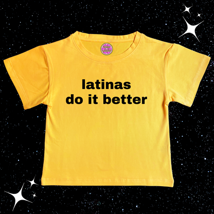 Latinas Do It Better Crop Tee Yellow