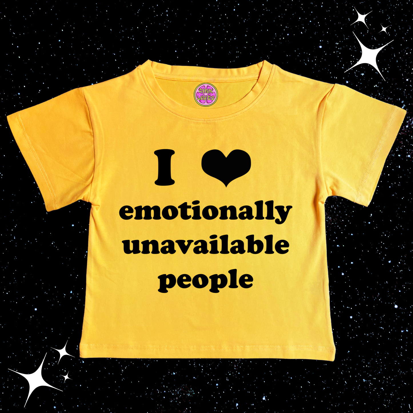 I Love Emotionally Unavailable People Crop Tee Yellow