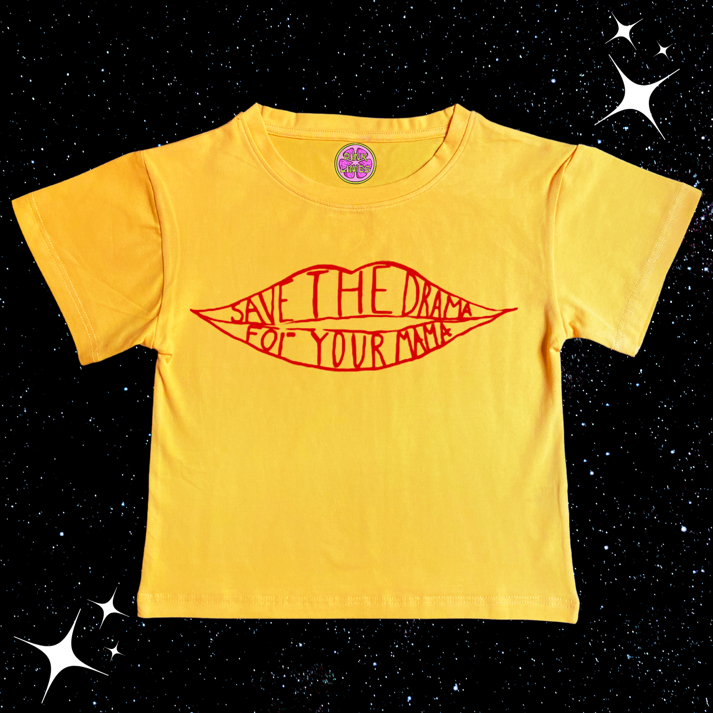 Save The Drama For Your Mama Crop Tee Yellow