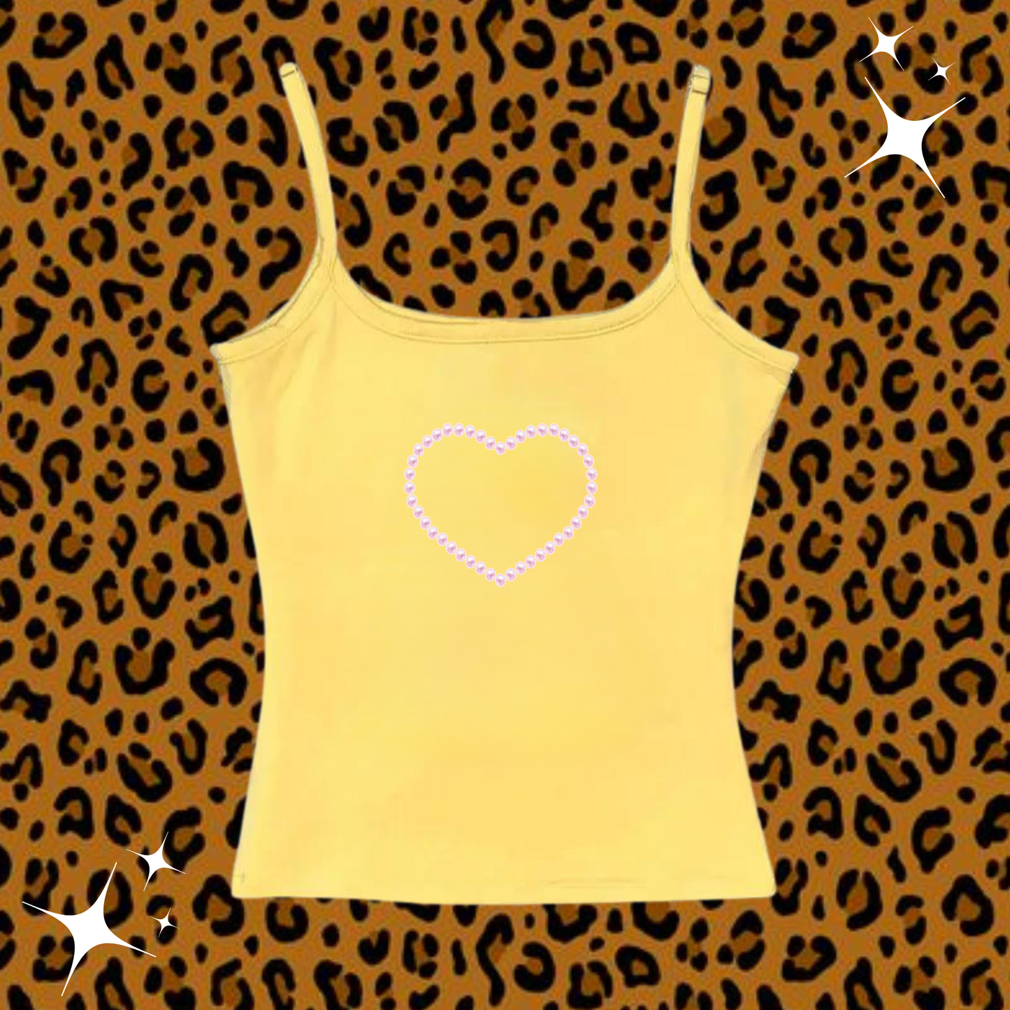 Beaded Heart Camisole Top Yellow