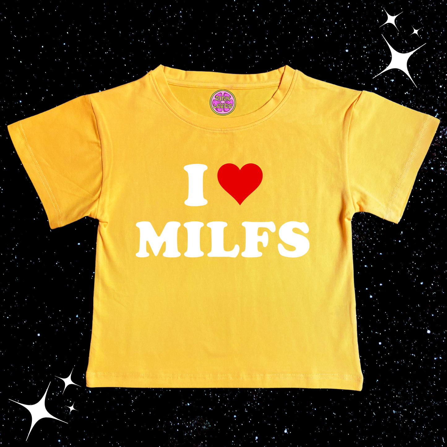 I Love MILFS Crop Tee Yellow