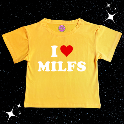 I Love MILFS Crop Tee Yellow