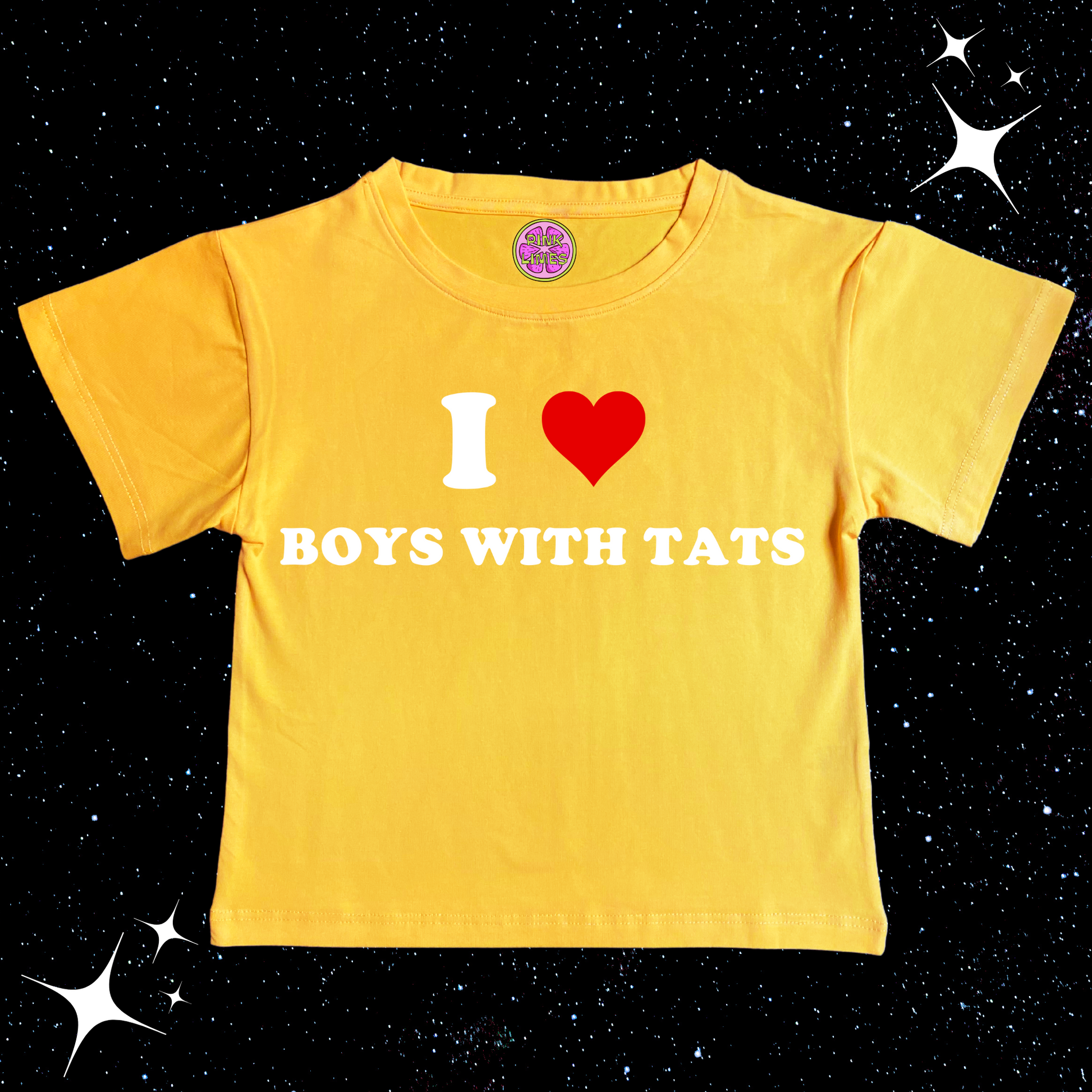 I love boys with tats Crop Tee Yellow