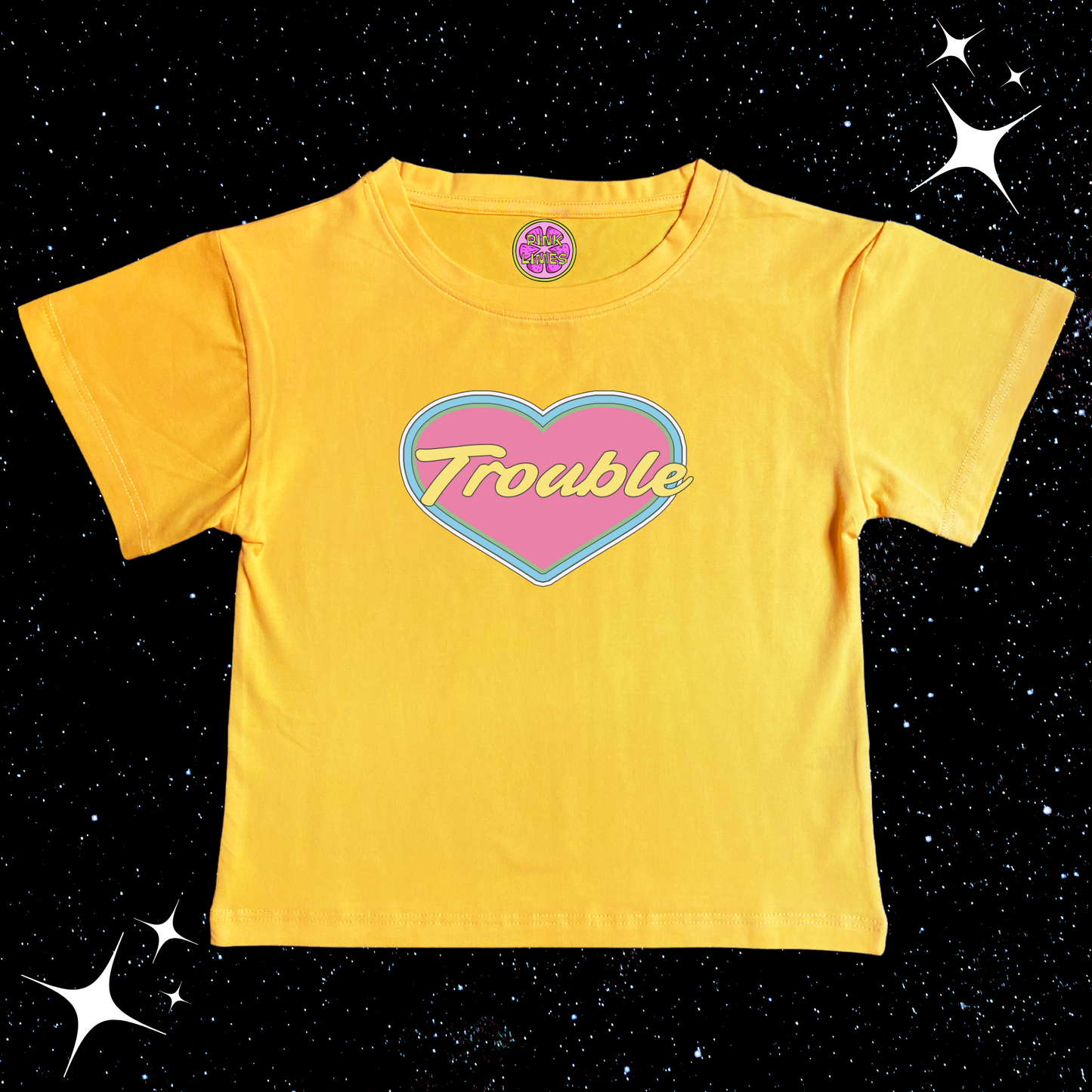 Trouble Crop Tee Yellow