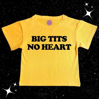 Big T*ts No Heart Crop Tee Yellow