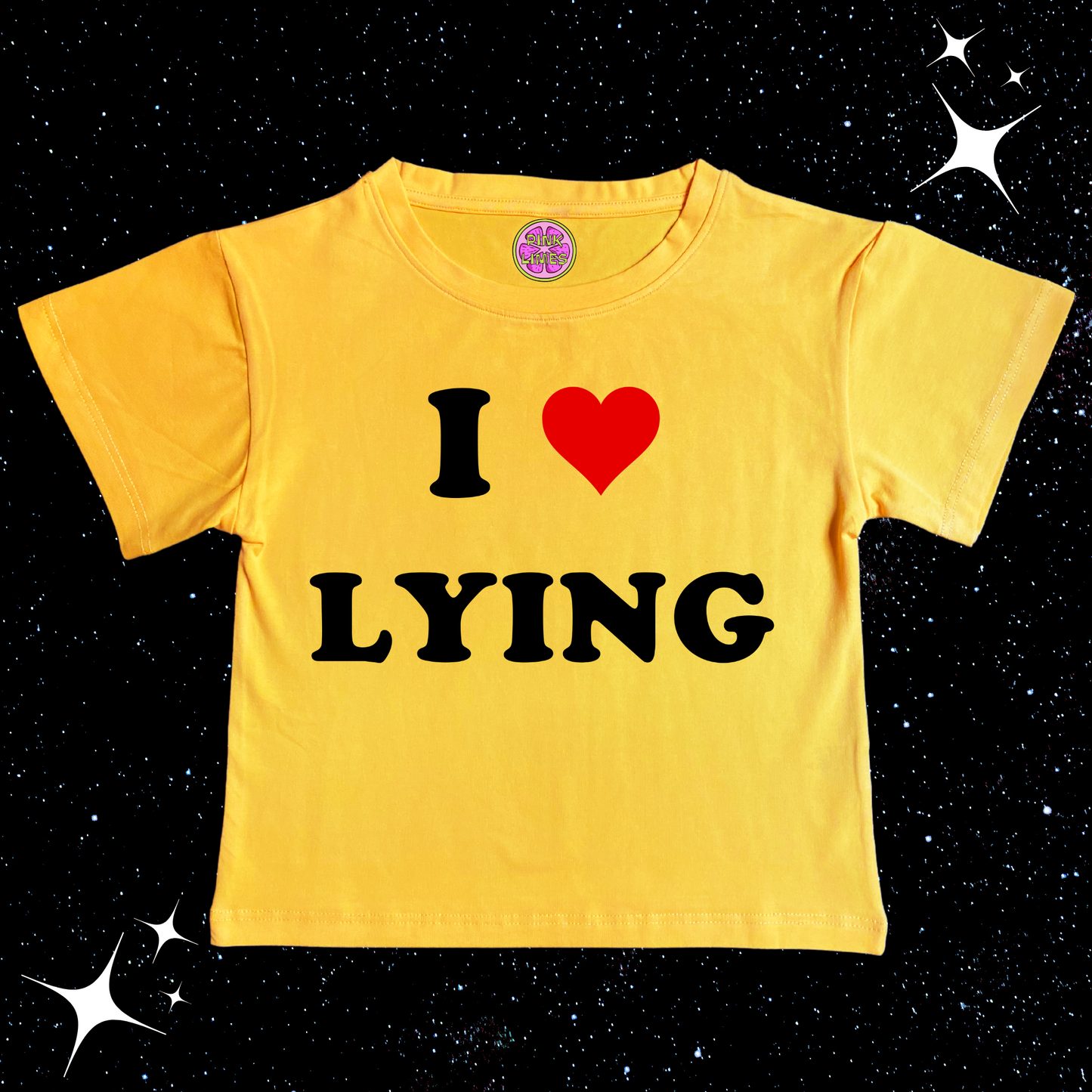 I Love Lying Crop Tee Yellow