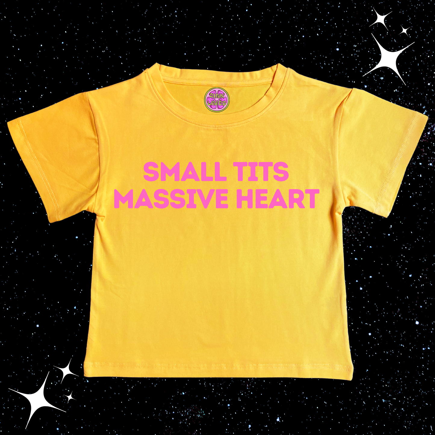 Small T*ts Massive Heart Crop Tee Yellow