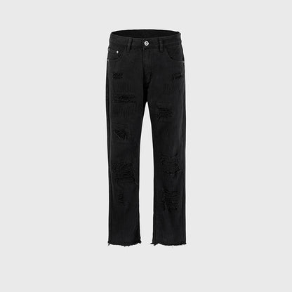 Ripped Straight Leg Jeans Black PinkLimes Trending Streetwear